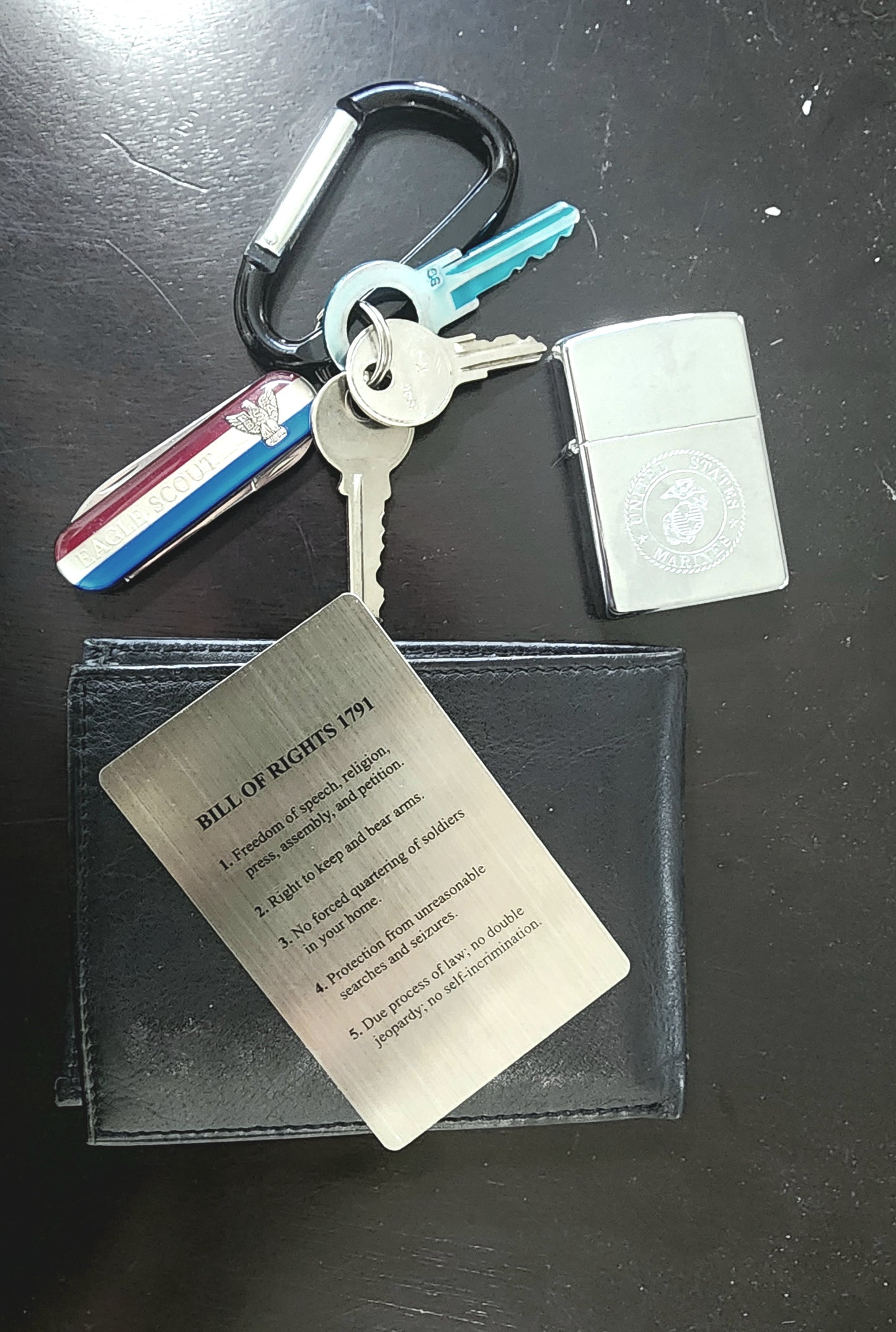 CivicCarry Bill of Rights Card - Brushed Stainless Steel Reference