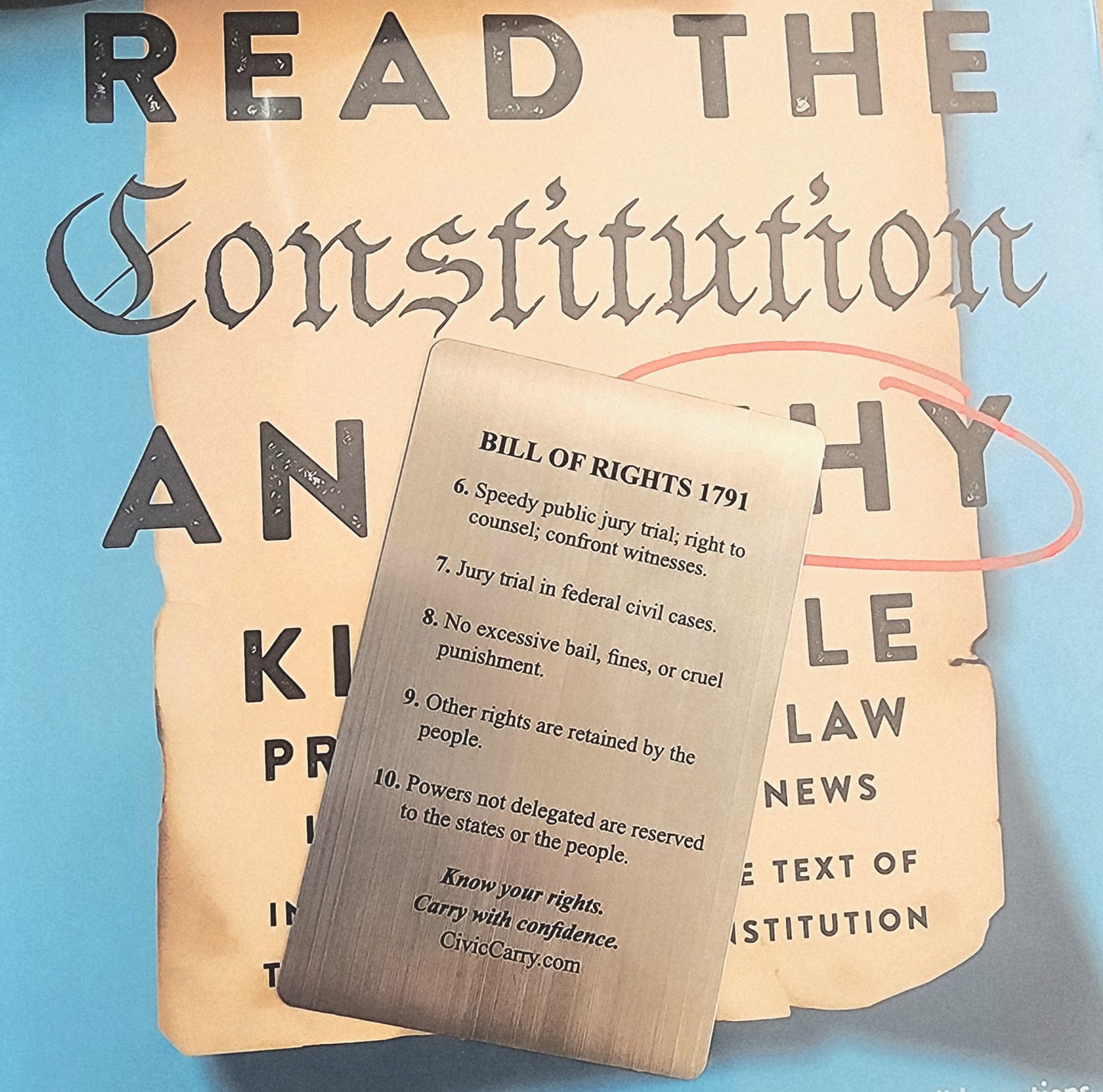 CivicCarry Bill of Rights Card - Brushed Stainless Steel Reference
