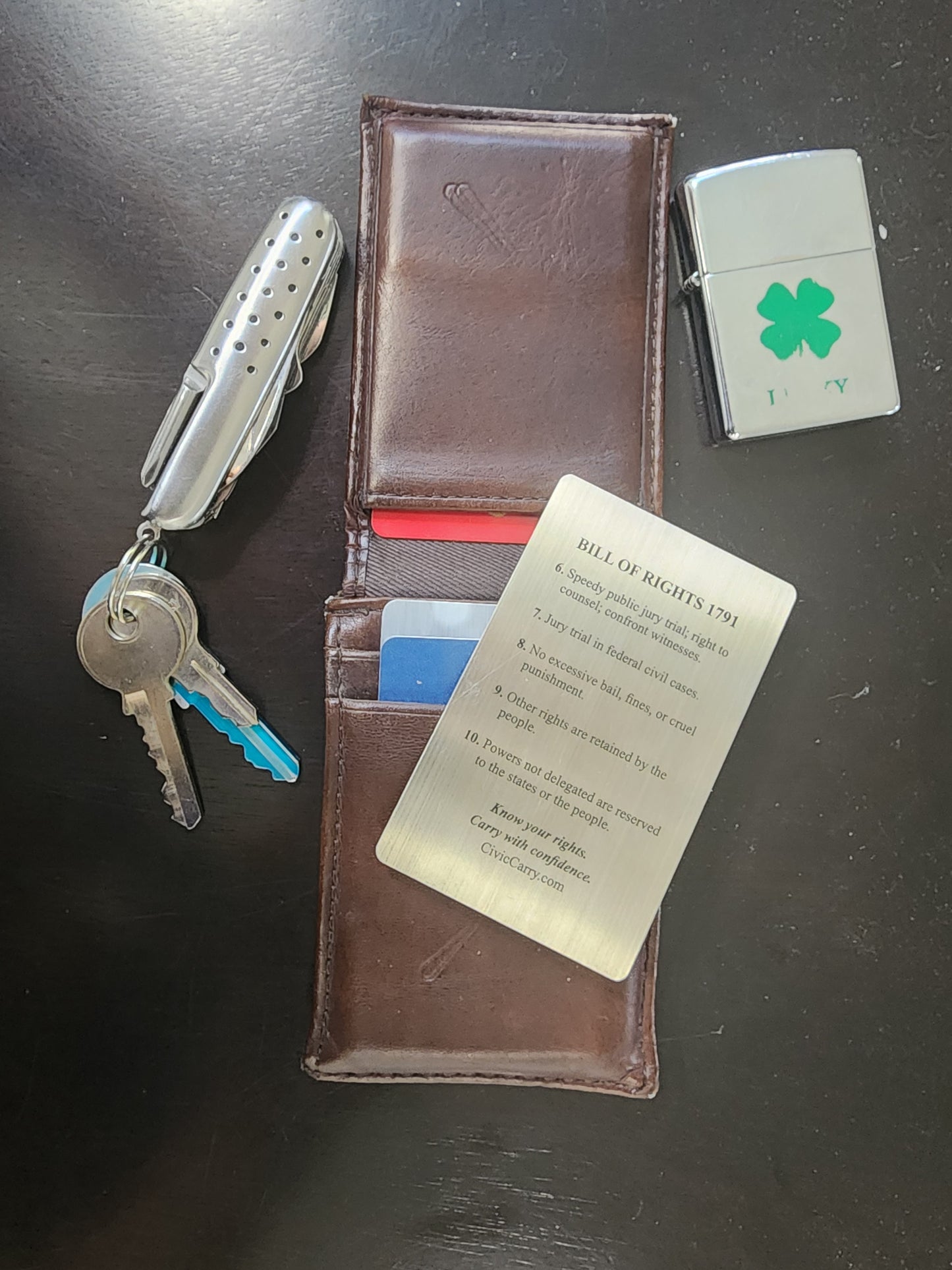 CivicCarry Bill of Rights Card - Brushed Stainless Steel Reference