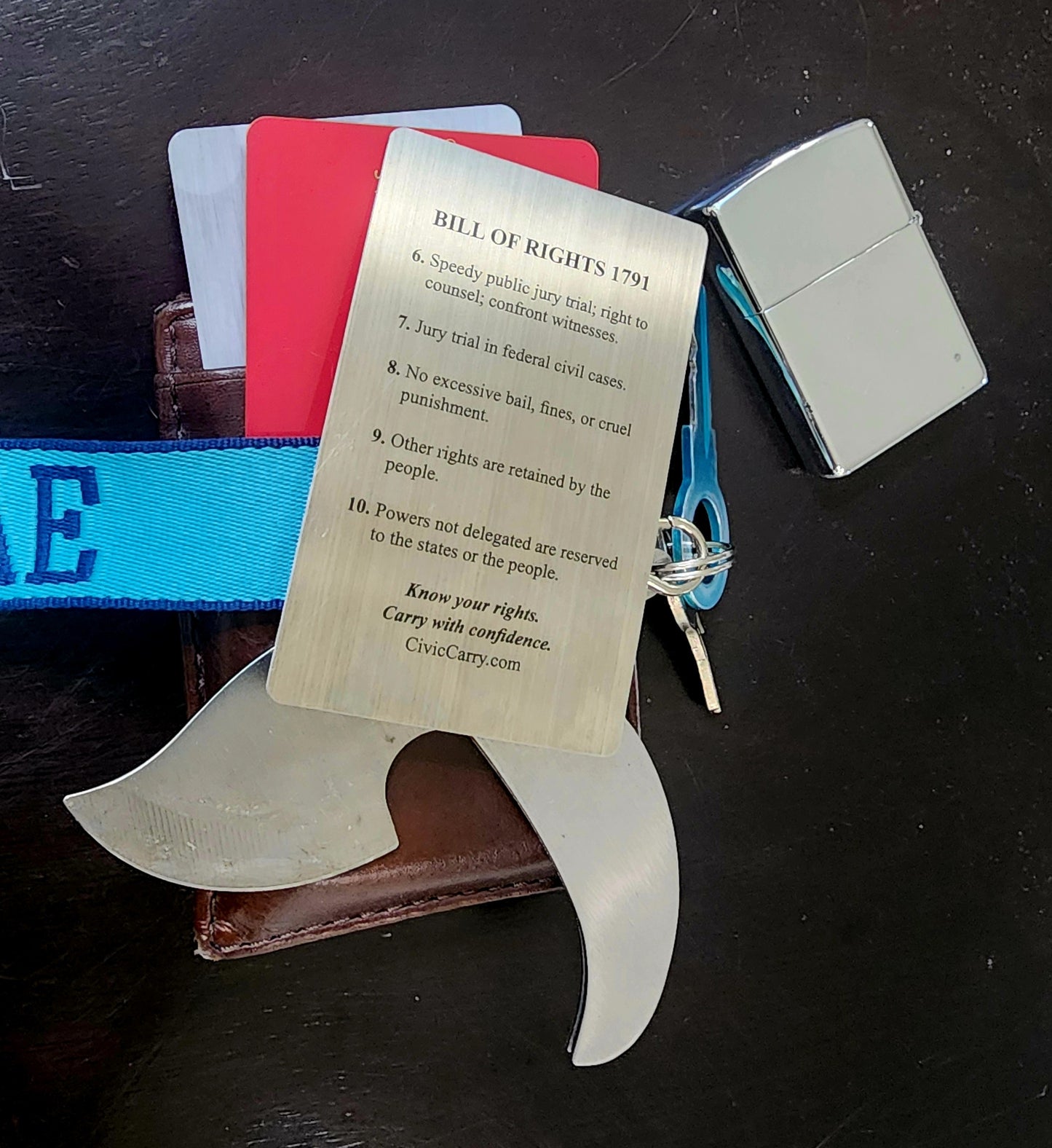 CivicCarry Bill of Rights Card - Brushed Stainless Steel Reference